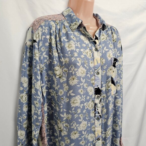 We The Free Oversized Top Tunic Shirt Women Size SX Floral Multicolor - Picture 2 of 12